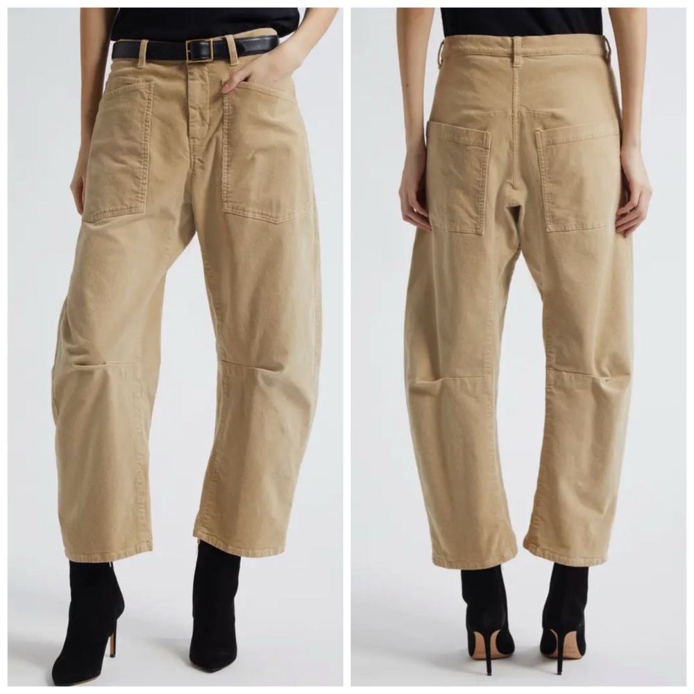 Nili Lotan Shon Pant Corduroy In Sabbiq Tan Camel Size 6 Barrel
